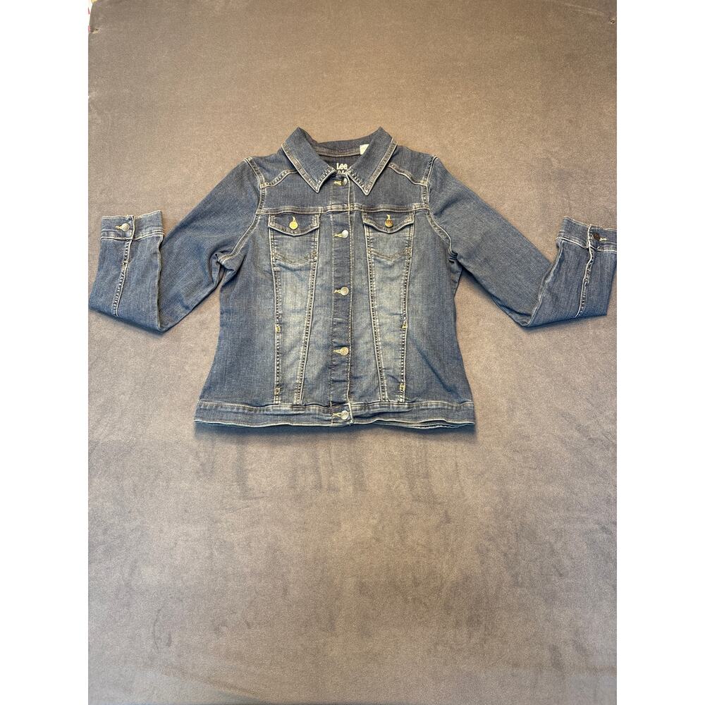 Lee Riders Women’s Denim Jacket Size Large Medium Wash Button Up - Picture 2 of 12
